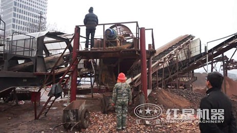 高清湖南工地建筑垃圾移动式破碎站现场视频