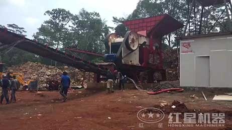 印尼时产150吨河石破碎机-小型河沙粉碎机生产线现场视频