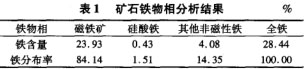 矿石铁物相分析结果