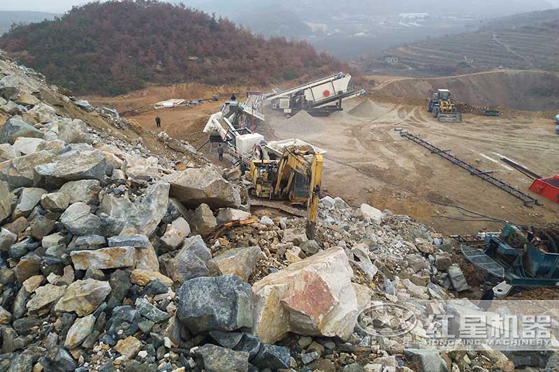 花岗岩加工使用履带移动式作业生产线