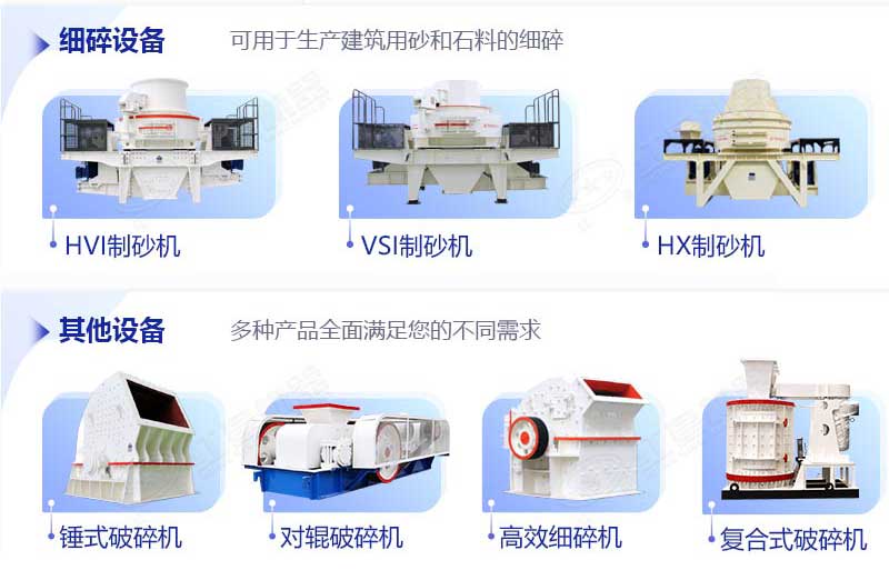 各种制砂机型可用于不同的加工场所